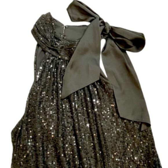 NEW Ramy Brook Women's Small Paula Sequined Tie Neck Halter Top Blouse Black - Picture 5 of 12